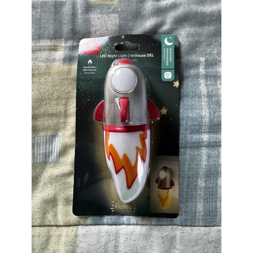 Rocket Night Light "Astro" Flicker Flame Light Globe Electric Auto On/Off